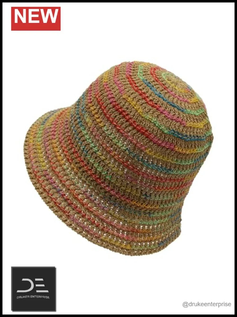 Knitted Straw Bucket Hat Packable Travel Sun Hat UV Protection
